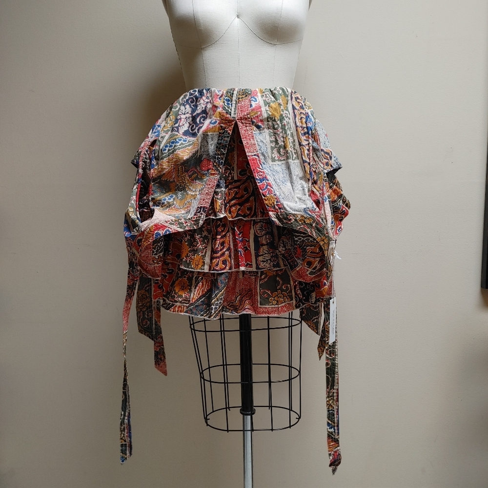 Boho Patchwork Ruffle Mini Dress - Multicolor - Picture 9 of 16